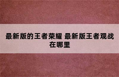 最新版的王者荣耀 最新版王者观战在哪里